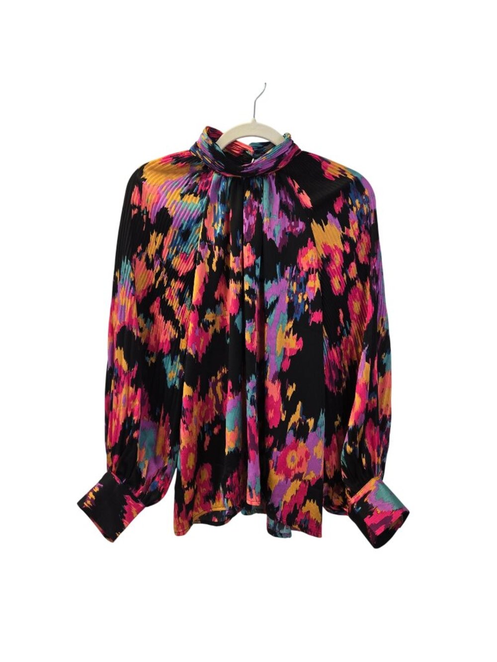 NWOT Hazel Hazel Watercolor Print Pleat Sleeve Blouse Size Medium